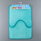 Набор ковриков для ванной и туалета Доляна «Мини», 2 шт: 40×40, 40×60 см, цвет морской волны - Фото 6