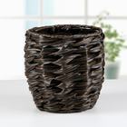 Кашпо плетёное "Косичка", круглое, цвет коричневый - Фото 1