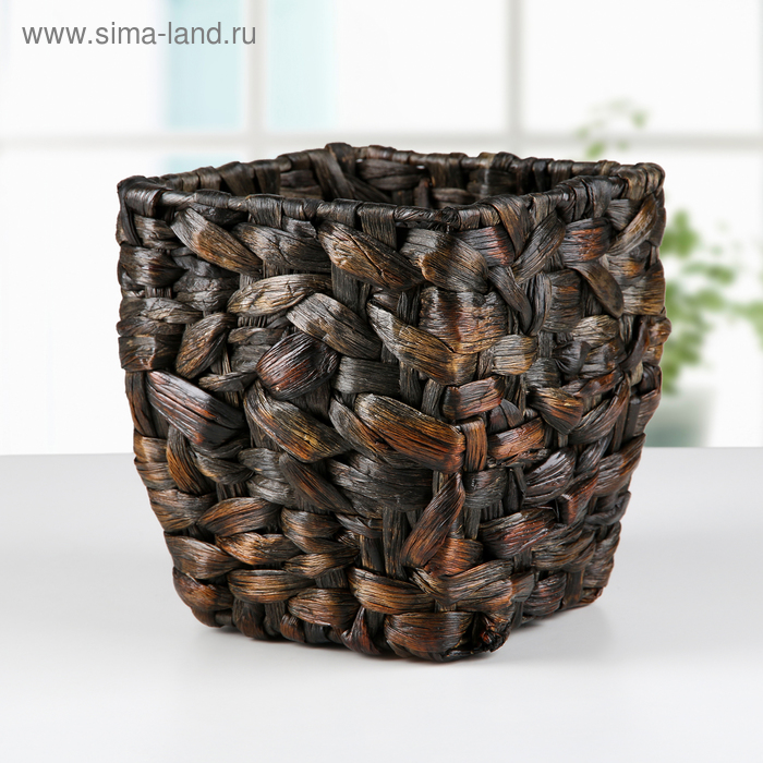 Кашпо плетёное "Узел", квадратное, цвет коричневый - Фото 1