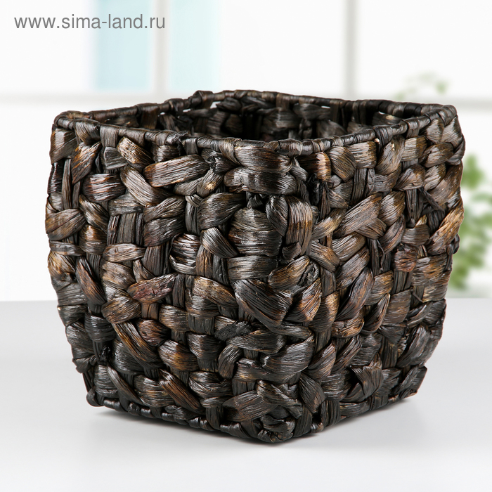 Кашпо плетёное "Узел", квадратное, цвет коричневый - Фото 1