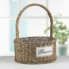 Кашпо плетёное с ручкой и плёнкой "Цветы", цвет коричневый - Фото 1