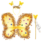 Карнавальный набор «Бабочка», 3 предмета: крылья, ободок, жезл, цвет золотой - Фото 5