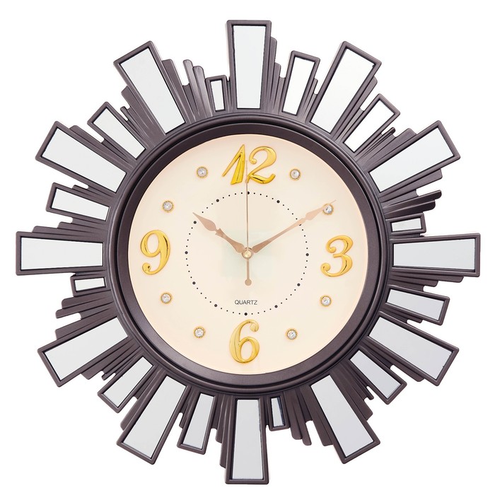 Часы настенные, серия: Интерьер, "Лучики Солнца", плавный ход, с зеркалом, d-53 см, серый - Фото 1