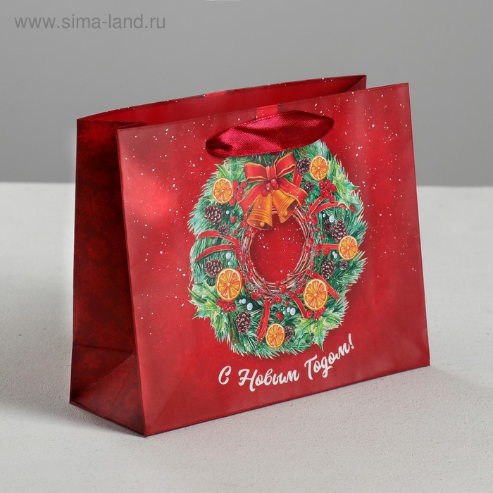 Пакет ламинированный горизонтальный «Новогодний венок», S 5.5 × 15 × 12 см - Фото 1