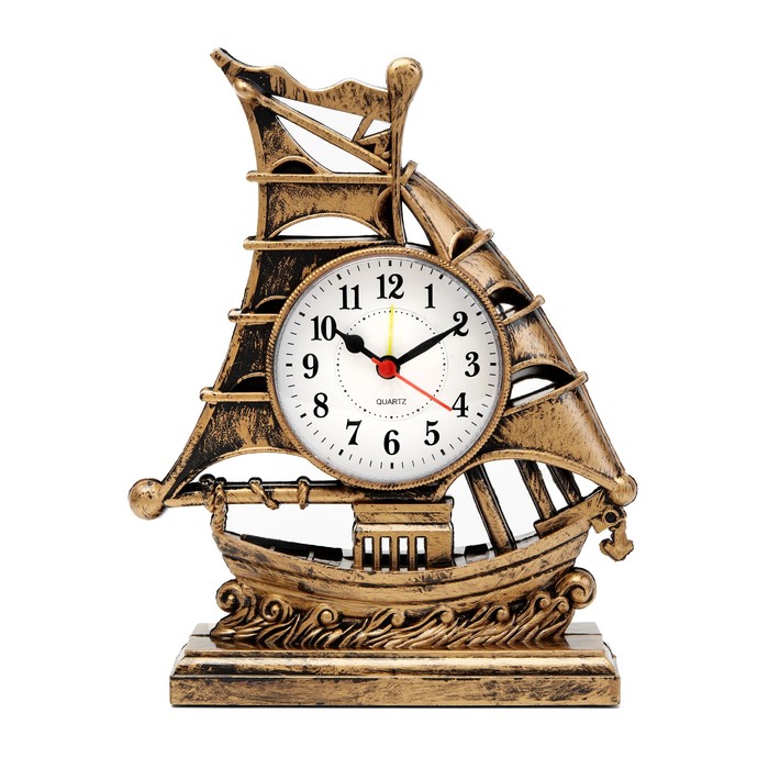 Часы - будильник настольные "Клипер", дискретный ход, циферблат d-7.5 см, 17 х 21.5 см - Фото 1
