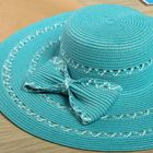 Шляпа пляжная "Меллита" с бантом, цвет морская волна, обхват головы 58 см, ширина полей 14 см - Фото 2