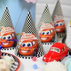 Одноразовая посуда «С днём рождения», тачка: 6 тарелок, 6 стаканов, 6 колпаков, 1 гирлянда - фото 42717450