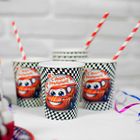 Одноразовая посуда «С днём рождения», тачка: 6 тарелок, 6 стаканов, 6 колпаков, 1 гирлянда - фото 42717452