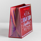 Пакет подарочный голография горизонтальный «С Новым Годом и Рождеством!», S 15 x 12 × 5,5 см   42057 - Фото 2