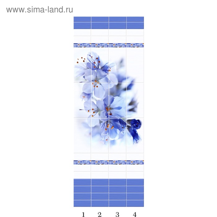Панели ПВХ  PANDA "Синий цветок" узор 01310 2700х250х8мм - Фото 1
