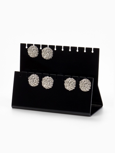 Подставка под серёжки на 10 пар, 2 ряда, 15.5×6.5×11 см, 5, 2 мм в защитной плёнке, чёрная