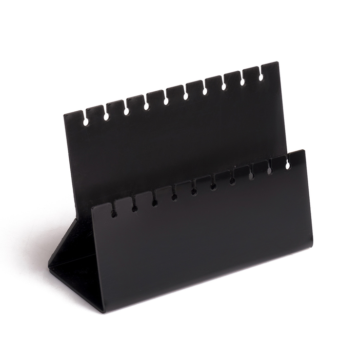 Подставка под серёжки на 10 пар, 2 ряда, 15,5x6,5x11,5, 2 мм в защитной плёнке, цвет черный - фото 1883481829