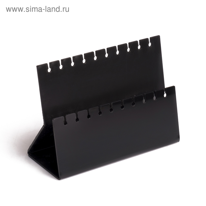 Подставка под серёжки на 10 пар, 2 ряда, 15.5×6.5×11,5, 2 мм в защитной плёнке, цвет черный - Фото 1