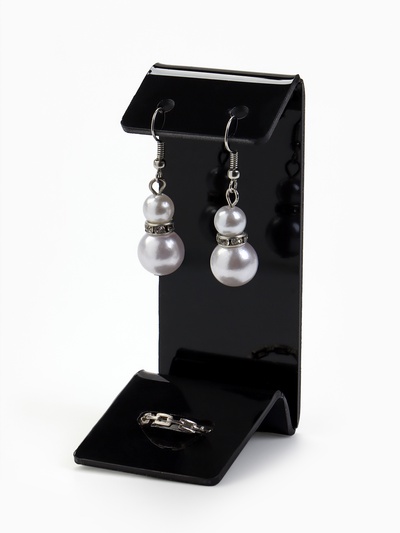 Подставка под серьги, кольцо, 4×4.5×9.5 см, толщина 2 мм, чёрная