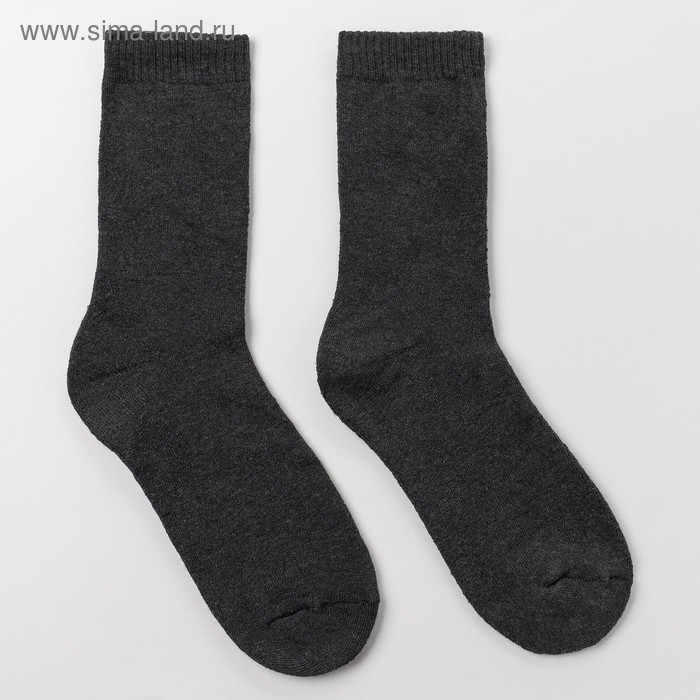 Носки мужские махровые, цвет тёмно-серый, размер 27-29 - Фото 1