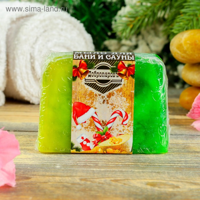 Косметическое мыло для бани и сауны  "Ароматная дыня", "Добропаровъ", Новый Год, 100гр - Фото 1