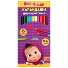 Цветные карандаши, 24 цвета, трехгранные, Маша и Медведь - Фото 5