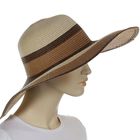 Шляпа пляжная "Лайма", цвет коричнево-бежевый, обхват головы 58 см, ширина полей 11 см - Фото 3