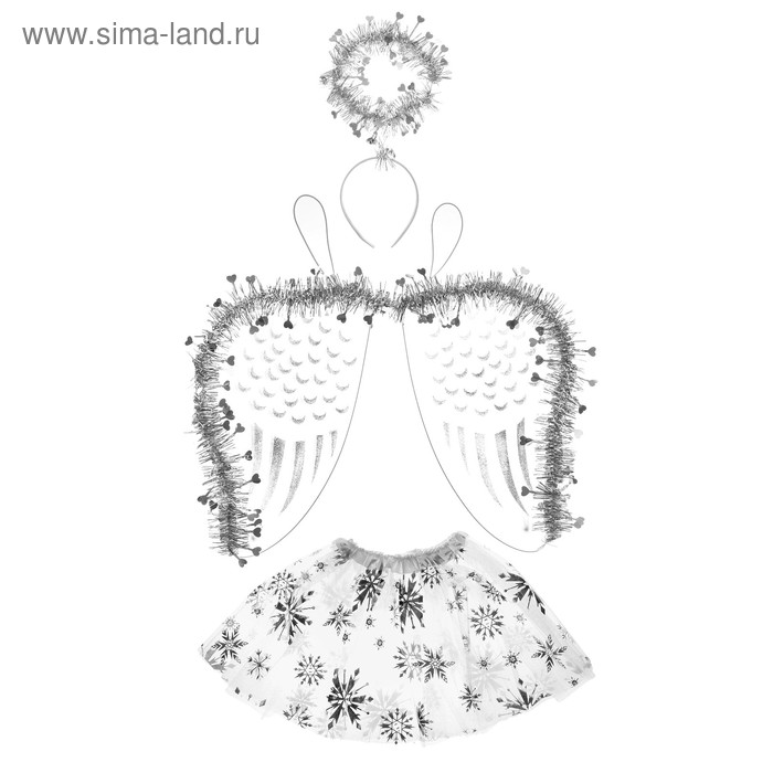 Карнавальный набор «Снежинка», 3 предмета: ободок, крылья, юбка, 3-5 лет - Фото 1