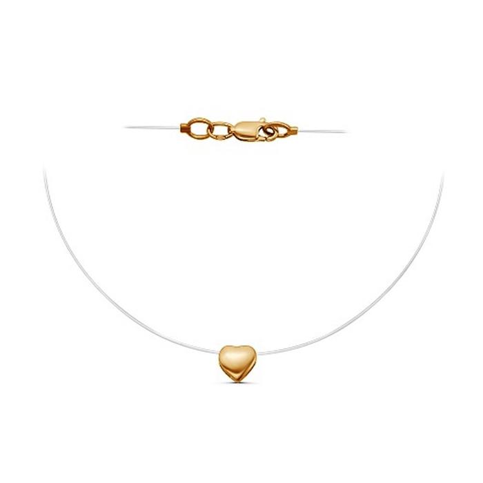 Колье «Сердечко» на леске, позолота, 38 см - Фото 1