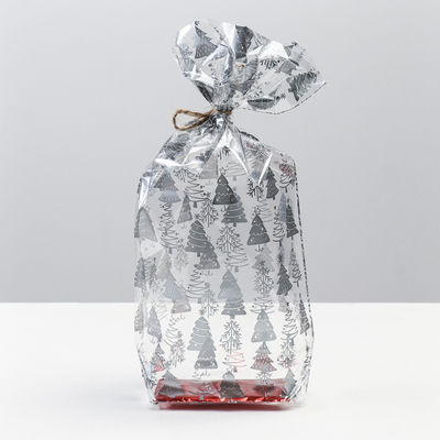 Пакет подарочный с жестким дном «Елочки», 7 х 11 х 30 см