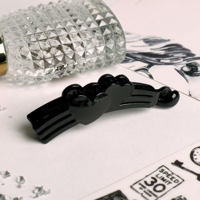 Банан для волос "Классика чёрный" 9 см два сердца