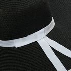 Шляпа пляжная "Юнона" с белым бантом, цвет чёрный,обхват головы 58 см, ширина полей 12 см - Фото 3