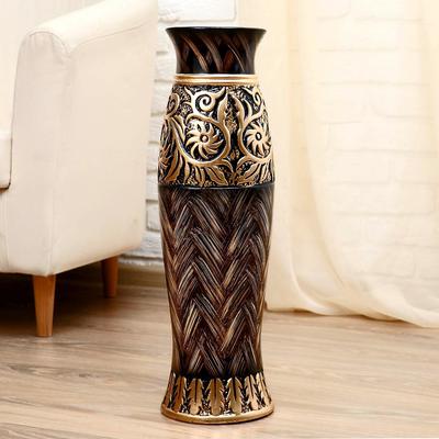 Ваза напольная «Цветы солнца», плетёнка, 16×60 см, керамика, МИКС