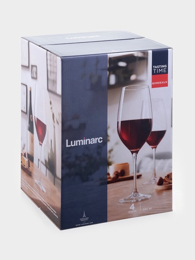 Бокалы для вина Luminarc «Время дегустаций. Бордо», 580 мл, размер одного бокала 8.5×25 см, набор 4 шт., стекло, прозрачные