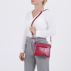 Сумка женская, 3 отдела на молнии, наружный карман, длинный ремень, цвет красный - Фото 3