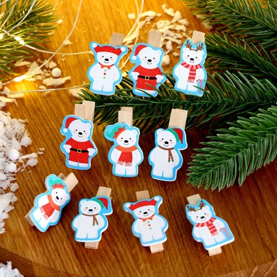 Прищепки декоративные «Новогодние мишки», набор 10 шт.