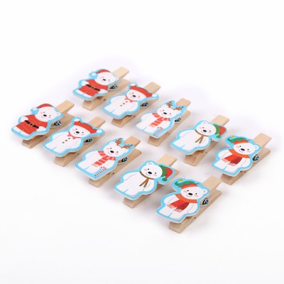 Прищепки декоративные «Новогодние мишки», набор 10 шт.