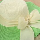 Шляпа пляжная "Эмма" с бантом, цвет зелёный, обхват головы 58 см, ширина полей 11 см - Фото 2