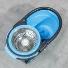 Набор для уборки Доляна: ведро на колёсиках с металлической центрифугой 18 л, швабра, запасная насадка из микрофибры, цвет синий - фото 9365473
