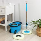 Швабра с отжимом Доляна: ведро с металлической центрифугой, 18 л, запасная насадка из микрофибры, цвет синий - Фото 3