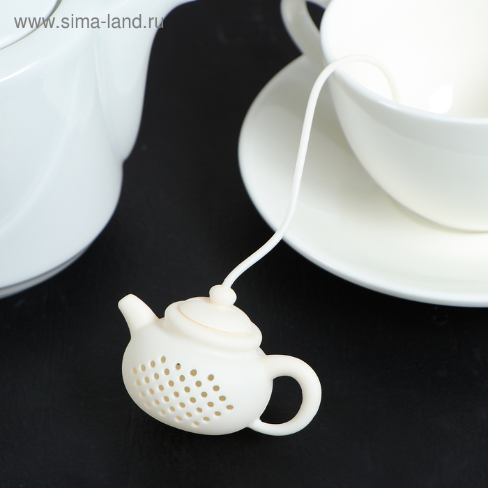 Ситечко для чая Доляна «Чайник», 5,5 см, цвет белый - Фото 1