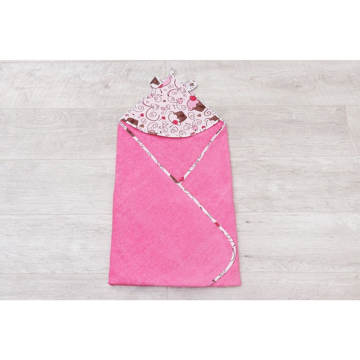 Полотенце-уголок Cute love, размер 90 × 90 см, принт  десерт, цвет розовый
