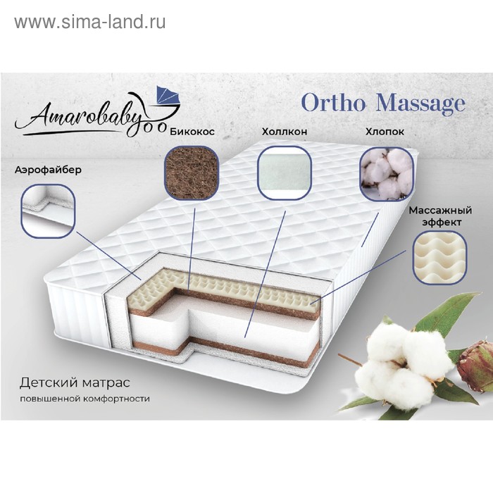 Матрас Ortho massage, размер 59 × 119 см, высота 12 см, трикотаж - Фото 1