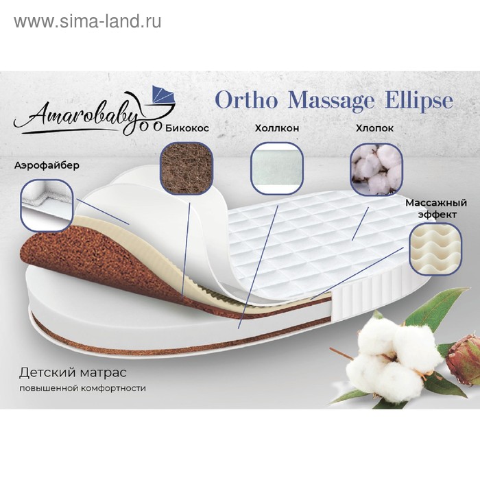 Матрас Ortho massage ellipse, размер 75 × 125 см, высота 10 см, трикотаж - Фото 1