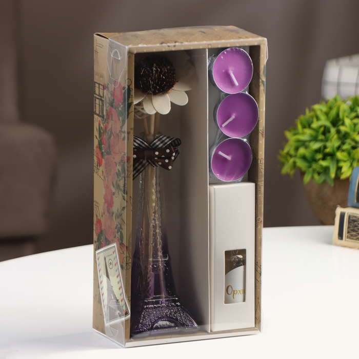 Набор подарочный "Париж" (диффузор и свечи) орхидея, "Богатство Аромата" - фото 1899714542