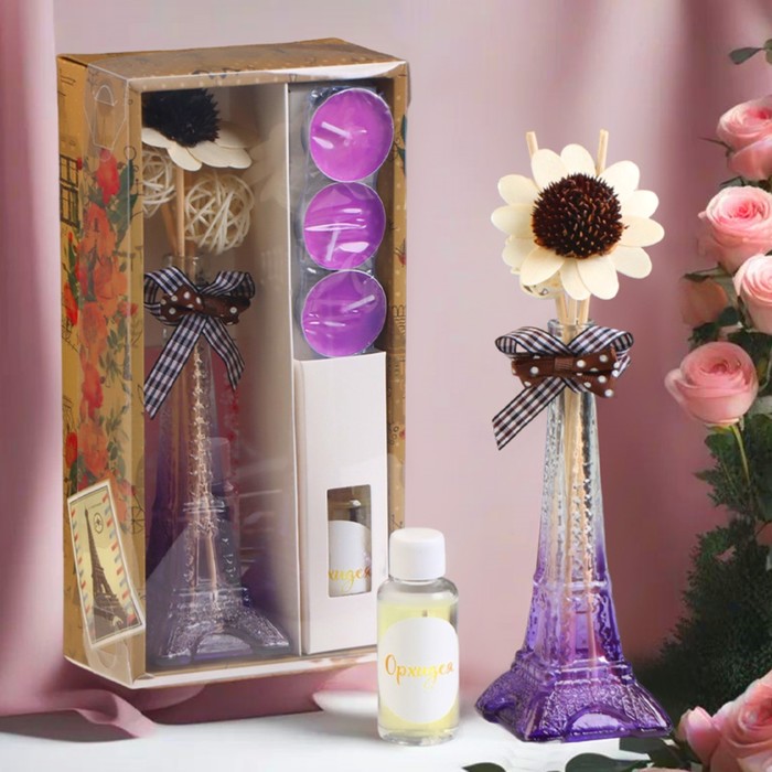 Набор подарочный "Париж" (диффузор и свечи) орхидея, "Богатство Аромата" 8 марта - фото 1905587641