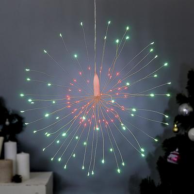 Светодиодная фигура «Салют» 20 см, роса, батарейки ААх4 (не в комплекте), 8 режимов, свечение зелёное и розовое