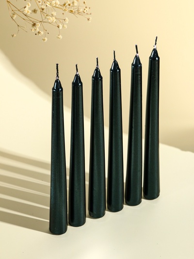 Набор свечей античных, 1.9×20 см, 6 шт., чёрный металлик