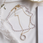 Кулон на цепочке с жемчугом «Цепь», олимпия, круг, белый в золоте, 40 см - Фото 2