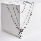 Кулон «Цепь» медальон, цвет серебро, 56 см - фото 24310441