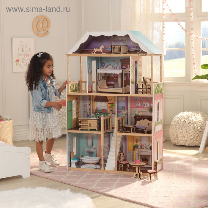 Домик кукольный KidKraft «Шарллота», четырёхэтажный, с мебелью - Фото 1