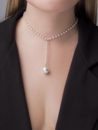 Колье с жемчугом «Цепь» Олимпия, белое в золоте, 32 см - Фото 2