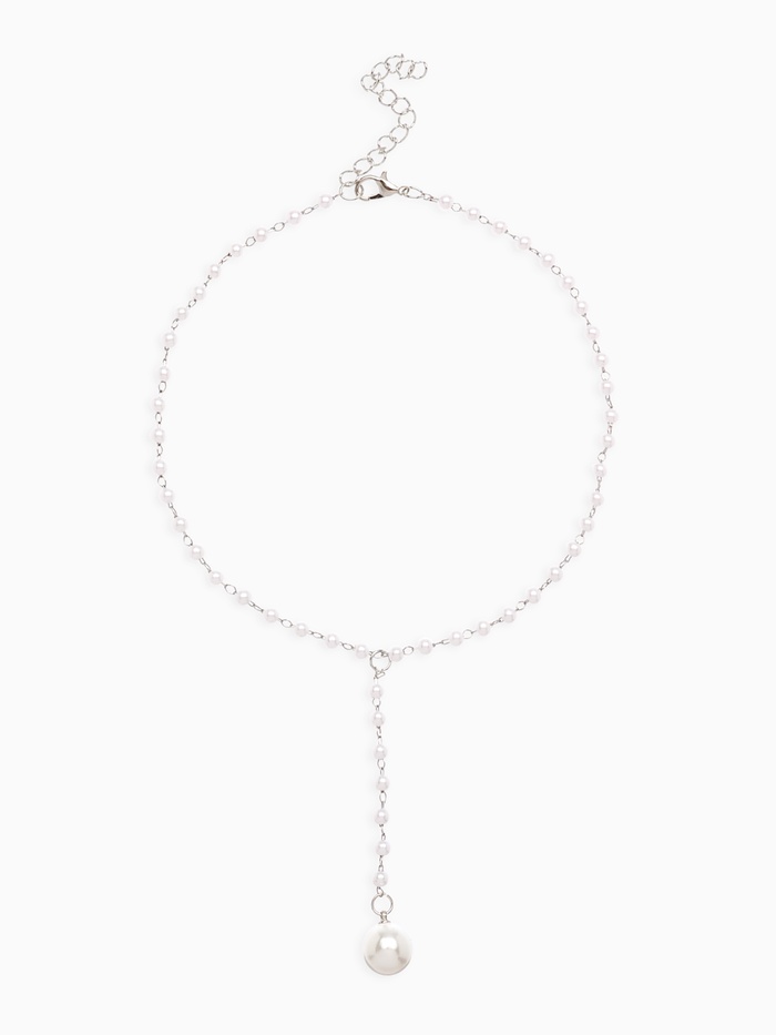 Колье с жемчугом «Олимпия», белое в серебре, 32 см - Фото 1