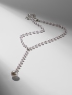 Колье с жемчугом «Олимпия», белое в серебре, 32 см - Фото 8