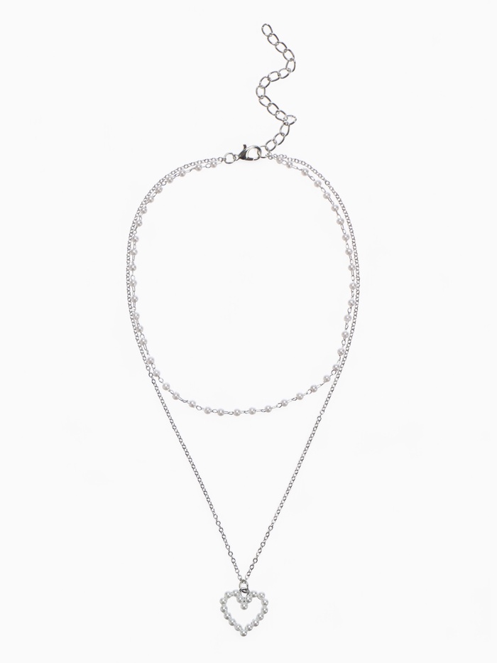 Кулон на цепочке с жемчугом «Олимпия», сердце, белый в серебре, 40 см - Фото 1